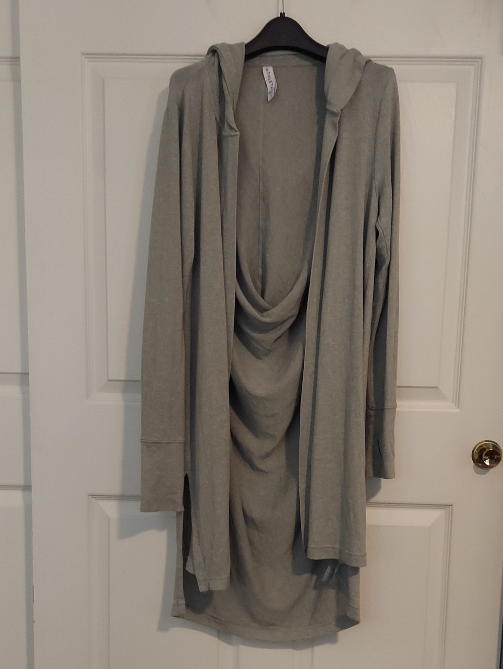 Athleta Harmony Wrap Sage Heather Green Hooded Cardigan S